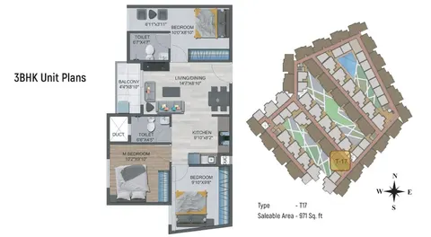 Sowparnika Flamenco - Bengaluru Apartments 3bhk Plan