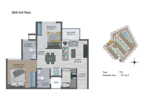 Sowparnika Flamenco - Bengaluru Apartments 2bhk Plan