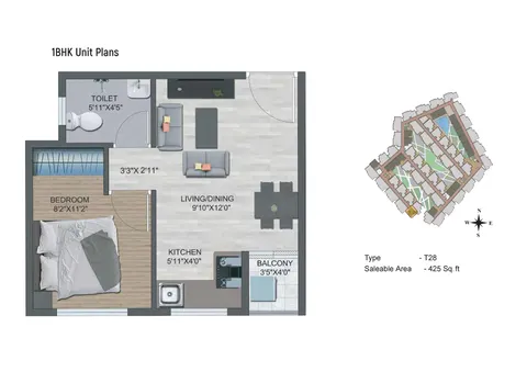 Sowparnika Flamenco - Bengaluru Apartments 1bhk Plan