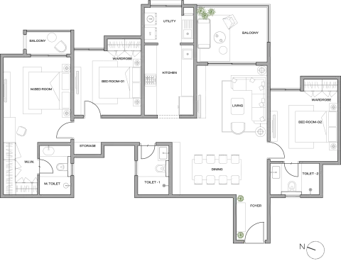 3 BHK Type 2 Floor Plan