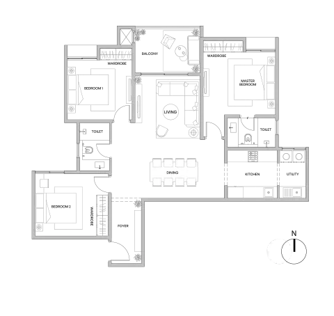 3 BHK Type 10 Floor Plan